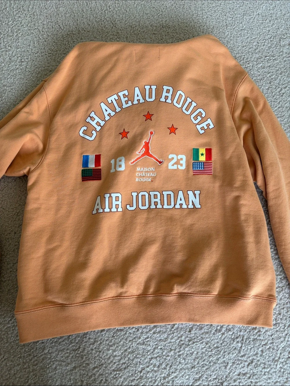 Jordan Peach Pullover Hoodie with Embroidered Script